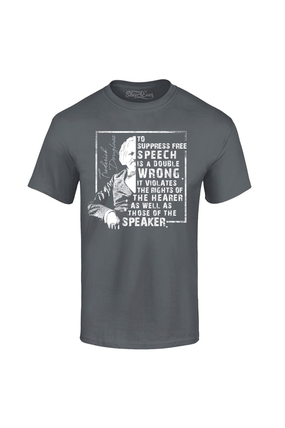 Men's Free Speech Inspiring Quote Frederick Douglass Graphic T-shirt X-Large Charcoal
