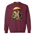 thumbnail image 1 of Shop4Ever Men's Frog Playing Guitar Mushroom Cottagecore Crewneck Sweatshirt Large Maroon, 1 of 5