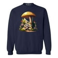 thumbnail image 1 of Shop4Ever Men's Frog Playing Guitar Mushroom Cottagecore Crewneck Sweatshirt Medium Navy, 1 of 5