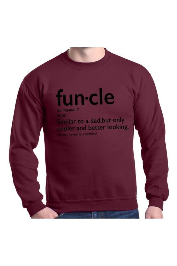 Men's Funcle Fun Uncle Crewneck Sweatshirt Large Maroon