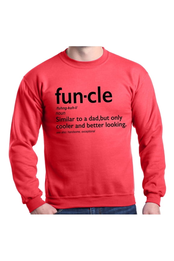 Men's Funcle Fun Uncle Crewneck Sweatshirt Large Red