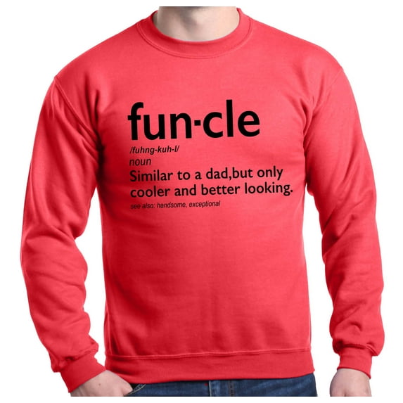 Shop4Ever Men's Funcle Fun Uncle Crewneck Sweatshirt X-Large Red