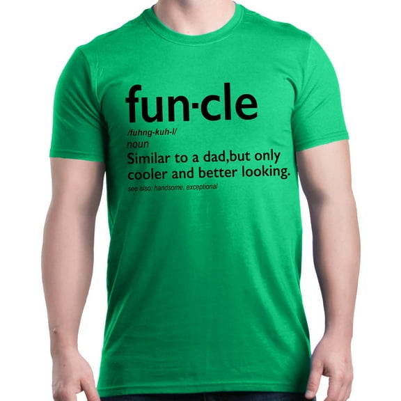 Shop4Ever Men's Funcle Fun Uncle Graphic T-shirt Large Irish Green