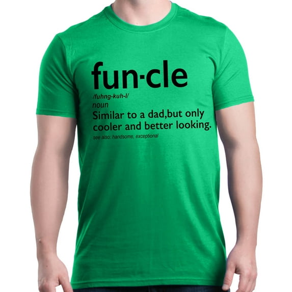 Shop4Ever Men's Funcle Fun Uncle Graphic T-shirt Medium Irish Green