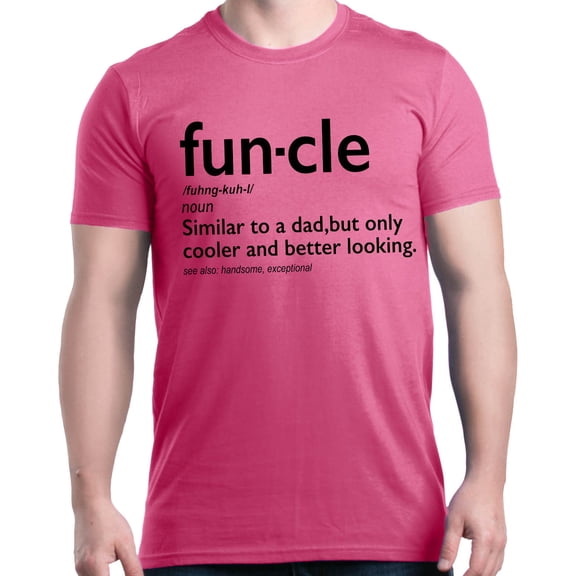 Shop4Ever Men's Funcle Fun Uncle Graphic T-shirt Small Azalea Pink