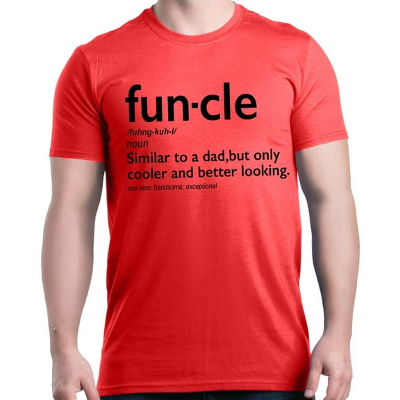 Shop4Ever Men's Funcle Fun Uncle Graphic T-shirt Small Red