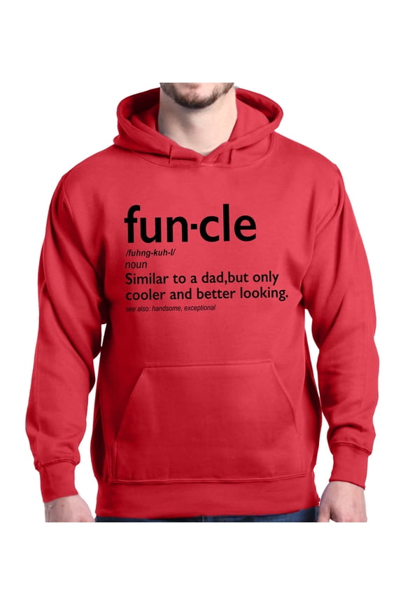 Men's Funcle Fun Uncle Hooded Sweatshirt Hoodie Large Red