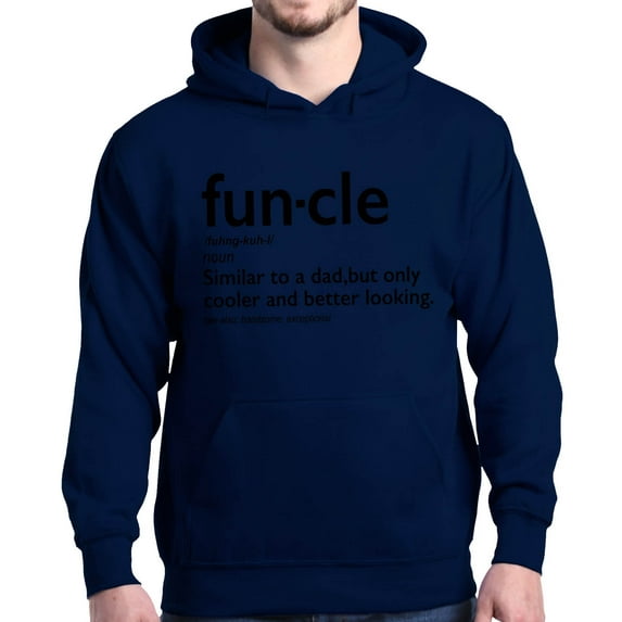 Shop4Ever Men's Funcle Fun Uncle Hooded Sweatshirt Hoodie XXX-Large Navy