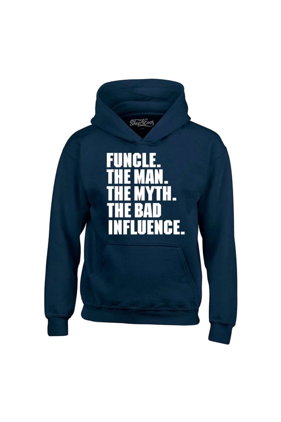 Men's Funcle The Man The Myth The Bad Influence Hooded Sweatshirt Hoodie Large Navy