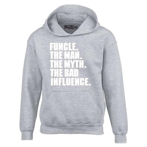 Shop4Ever Men's Funcle The Man The Myth The Bad Influence Hooded Sweatshirt Hoodie Medium Sports Grey