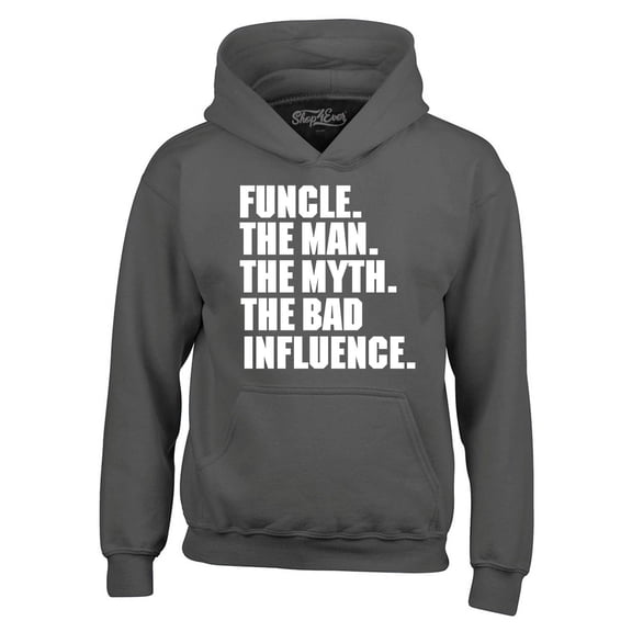 Shop4Ever Men's Funcle The Man The Myth The Bad Influence Hooded Sweatshirt Hoodie XX-Large Charcoal
