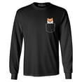 thumbnail image 1 of Shop4Ever Men's Funny Corgi Pocket Size Dog Lovers Long Sleeve Shirt Small Black, 1 of 5