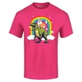 thumbnail image 1 of Shop4Ever Men's Funny Corgi Riding Dinosaur and Rainbow Graphic T-shirt Medium Heliconia Pink, 1 of 5