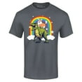 thumbnail image 1 of Shop4Ever Men's Funny Corgi Riding Dinosaur and Rainbow Graphic T-shirt XX-Large Black, 1 of 5