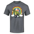 thumbnail image 1 of Shop4Ever Men's Funny Corgi Riding Dinosaur and Rainbow Graphic T-shirt XXXX-Large Charcoal, 1 of 5