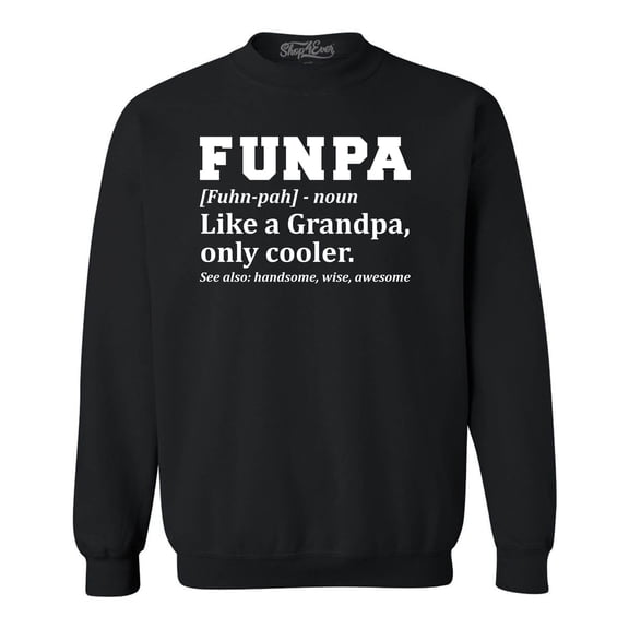 Shop4Ever Men's Funpa Definition Fun Grandpa Crewneck Sweatshirt Large Black