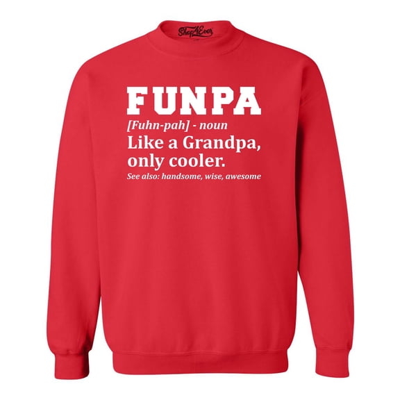 Shop4Ever Men's Funpa Definition Fun Grandpa Crewneck Sweatshirt X-Large Red
