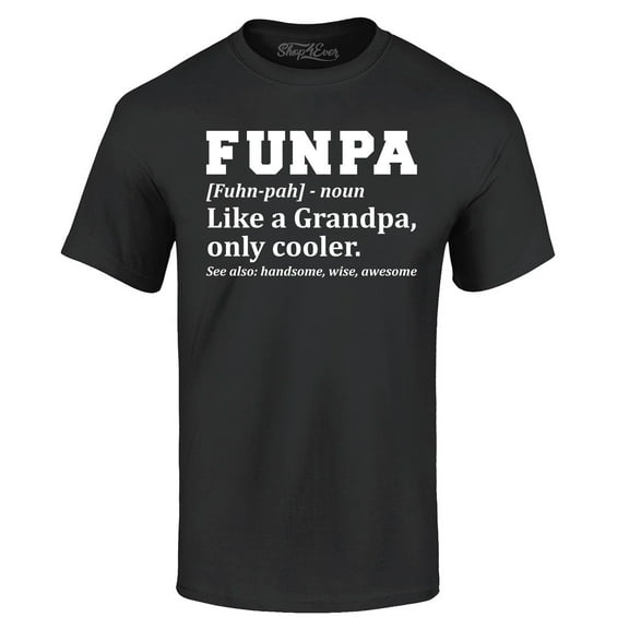Shop4Ever Men's Funpa Definition Fun Grandpa Graphic T-shirt Medium Black