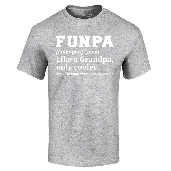 Shop4Ever Men's Funpa Definition Fun Grandpa Graphic T-shirt X-Large Sports Grey