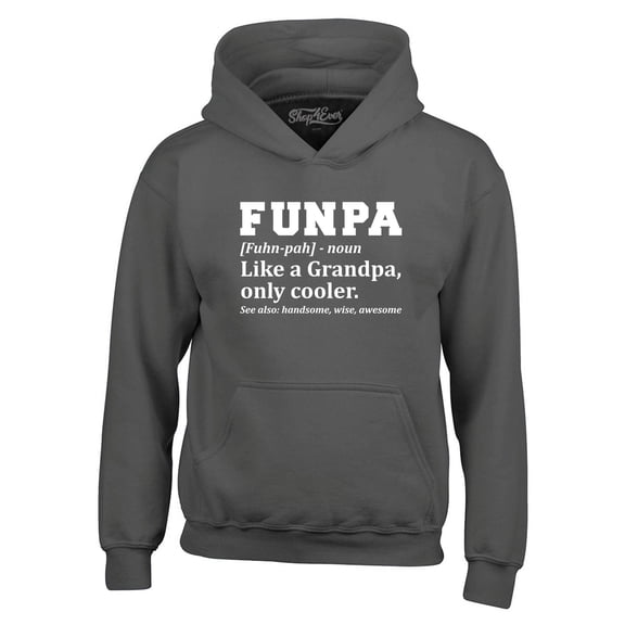 Shop4Ever Men's Funpa Definition Fun Grandpa Hooded Sweatshirt Hoodie Small Charcoal