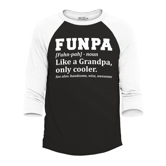 Shop4Ever Men's Funpa Definition Fun Grandpa Raglan Baseball Shirt X-Large Black/White