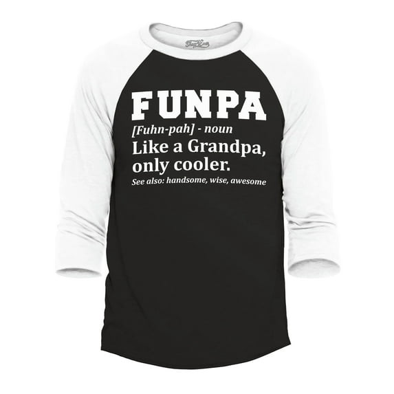 Shop4Ever Men's Funpa Definition Fun Grandpa Raglan Baseball Shirt XXX-Large Black/White