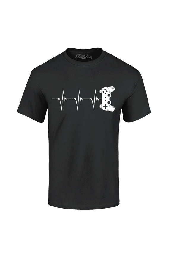 Men's Gamer Heartbeat Controller Graphic T-shirt X-Large Black