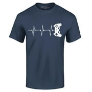 Shop4Ever Men's Gamer Heartbeat Controller Graphic T-shirt XXXX-Large Navy