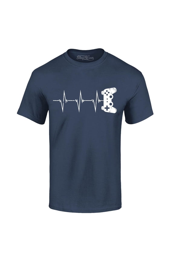 Men's Gamer Heartbeat Controller Graphic T-shirt XXXX-Large Navy