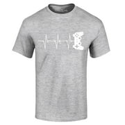 Shop4Ever Men's Gamer Heartbeat Controller Graphic T-shirt XXXX-Large Sports Grey