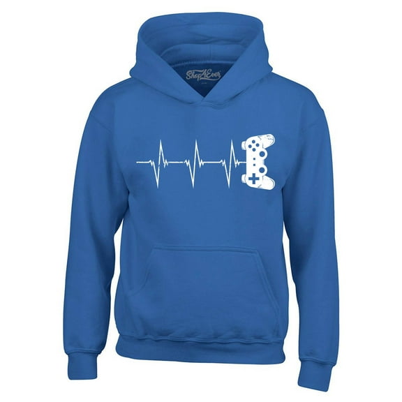 Shop4Ever Men's Gamer Heartbeat Controller Hooded Sweatshirt Hoodie Large Royal Blue