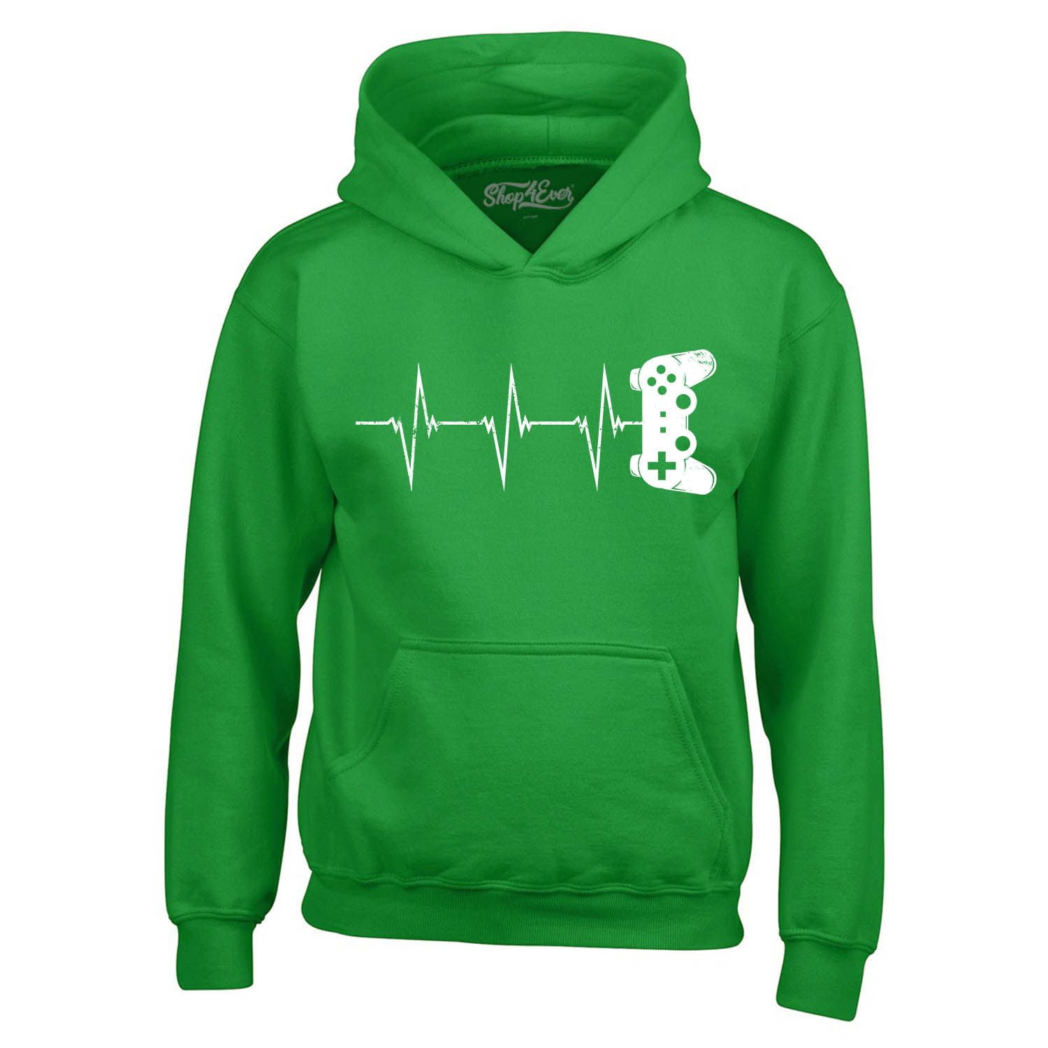 Shop4Ever Men's Gamer Heartbeat Controller Hooded Sweatshirt Hoodie X-Large Irish Green