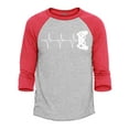 thumbnail image 1 of Shop4Ever Men's Gamer Heartbeat Video Gaming Raglan Baseball Shirt Small Heather Grey/Red, 1 of 5