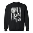 thumbnail image 1 of Shop4Ever Men's German Shepherd American Flag Crewneck Sweatshirt X-Large Black, 1 of 5