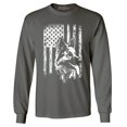 thumbnail image 1 of Shop4Ever Men's German Shepherd American Flag Long Sleeve Shirt X-Large Charcoal, 1 of 5