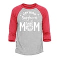 thumbnail image 1 of Shop4Ever Men's German Shepherd Dog Mom Raglan Baseball Shirt Small Heather Grey/Red, 1 of 4