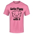 thumbnail image 1 of Shop4Ever Men's Getting' Piggy with It Graphic T-shirt X-Large Azalea Pink, 1 of 5