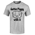 thumbnail image 1 of Shop4Ever Men's Getting' Piggy with It Graphic T-shirt X-Large Sports Grey, 1 of 5