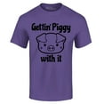 thumbnail image 1 of Shop4Ever Men's Getting' Piggy with It Graphic T-shirt XXX-Large Purple, 1 of 5