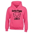 thumbnail image 1 of Shop4Ever Men's Getting' Piggy with It Hooded Sweatshirt Hoodie Large Heliconia Pink, 1 of 5