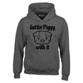 thumbnail image 1 of Shop4Ever Men's Getting' Piggy with It Hooded Sweatshirt Hoodie XXX-Large Charcoal, 1 of 5