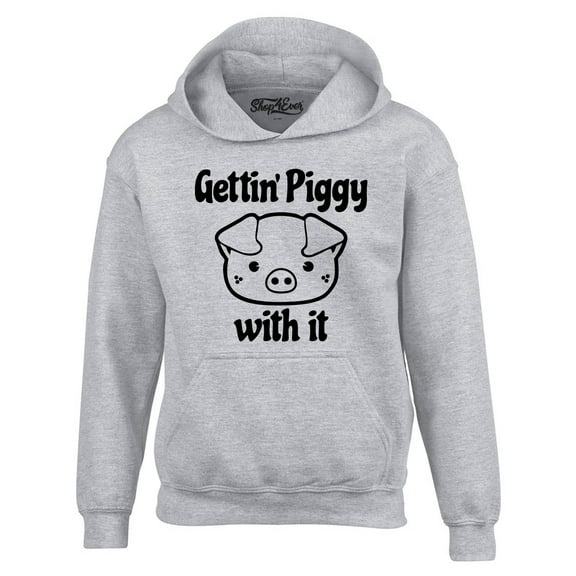 Shop4Ever Men's Getting' Piggy with It Hooded Sweatshirt Hoodie XXX-Large Sports Grey