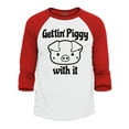thumbnail image 1 of Shop4Ever Men's Getting' Piggy with It Raglan Baseball Shirt X-Small White/Navy, 1 of 4
