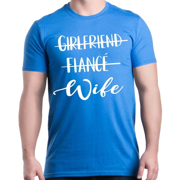 Shop4Ever Men's Girlfriend Fiance Wife Wedding Graphic T-shirt Large Royal Blue