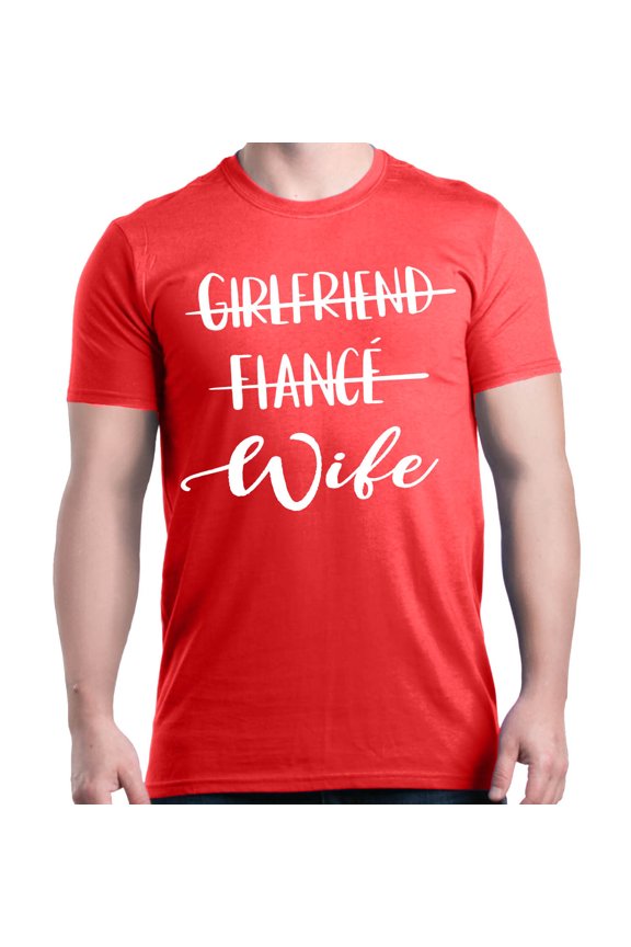 Men's Girlfriend Fiance Wife Wedding Graphic T-shirt Medium Red