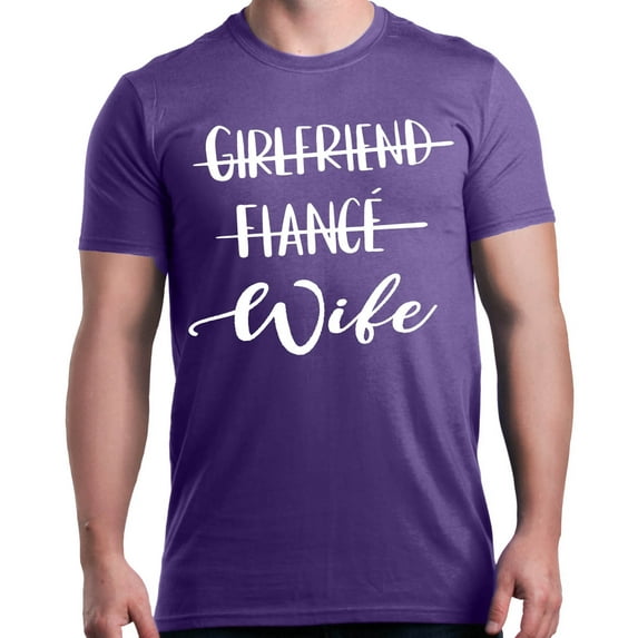 Shop4Ever Men's Girlfriend Fiance Wife Wedding Graphic T-shirt XXXXX-Large Purple