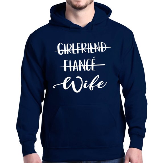 Shop4Ever Men's Girlfriend Fiance Wife Wedding Hooded Sweatshirt Hoodie XXX-Large Navy