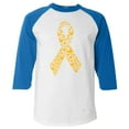 thumbnail image 1 of Shop4Ever Men's Gold Butterfly Ribbon Childhood Raglan Baseball Shirt XXX-LargeWhite/Blue, 1 of 5