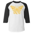 thumbnail image 1 of Shop4Ever Men's Gold Ribbon Butterfly Raglan Baseball Shirt Small White/Black, 1 of 5
