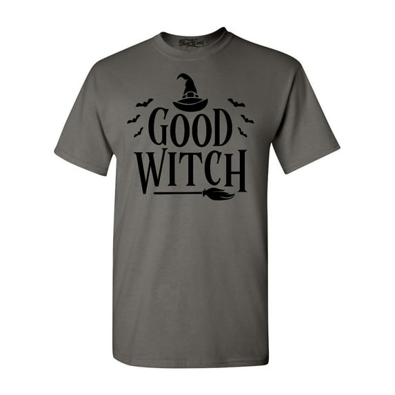 Shop4Ever Men's Good Witch "Black" Halloween Costume Graphic T-shirt Large Charcoal